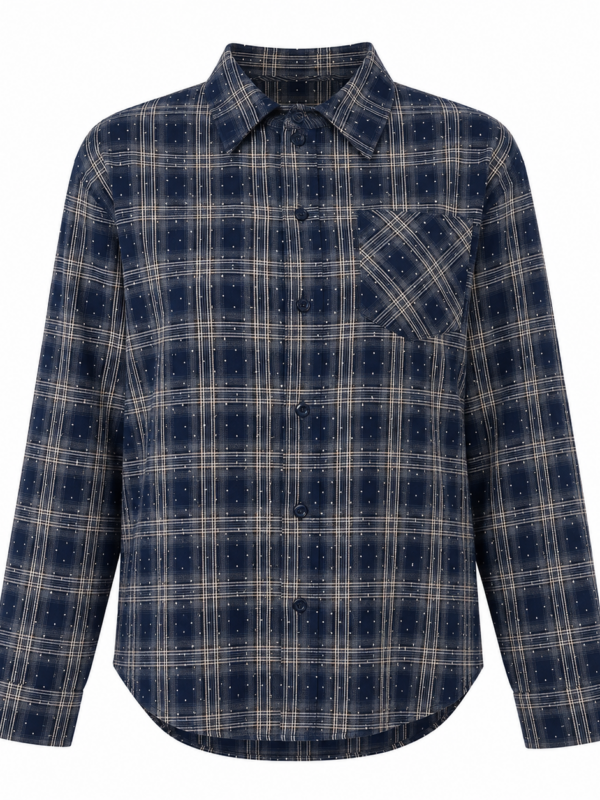 Donkerblauwe geruite blouse